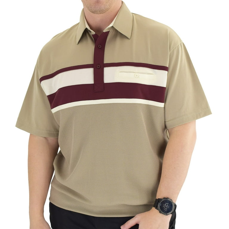 Classics by Palmland Horizontal Short Sleeve Banded Bottom Shirt with Pocket