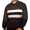 thumbnail image 1 of Classics by Palmland Horizontal Stripes Long Sleeve Banded Bottom Shirt 6198-210 (M, Charcoal), 1 of 2