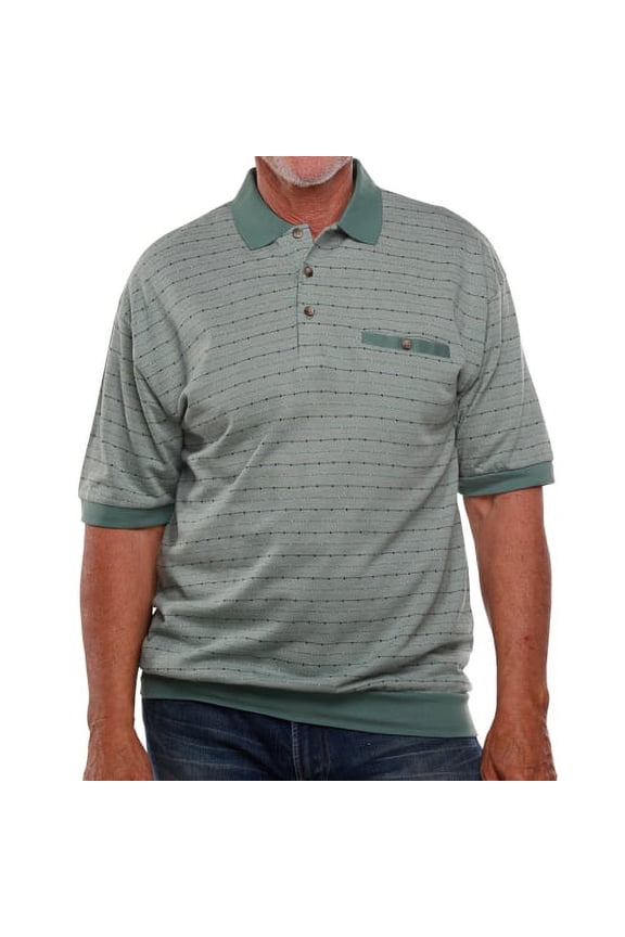 Classics by Palmland Jacquard Short Sleeve Banded Bottom Shirt
