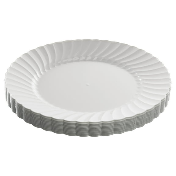 Classicware Comet Heavyweight White Plastic Plates, 12/Pack