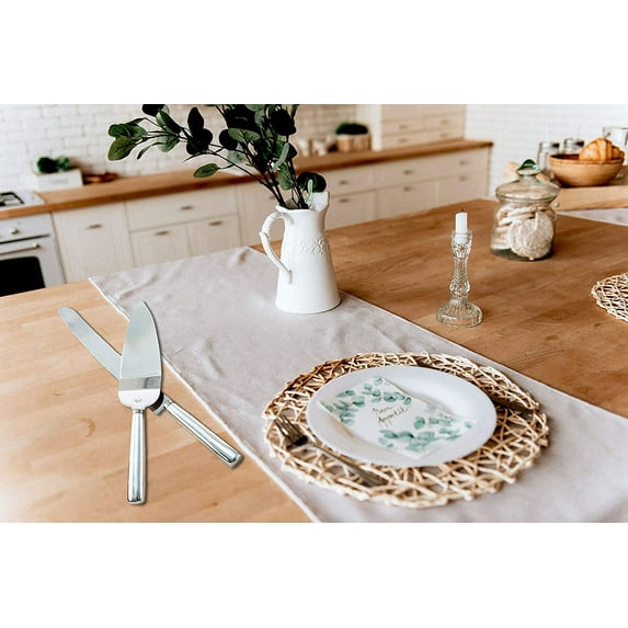Classier FASHIONCRAFT 2525 Simple Elegance Classic Silver Stainless Steel Cake Knife Set, Wedding Cake Knife and Server Set – One Size