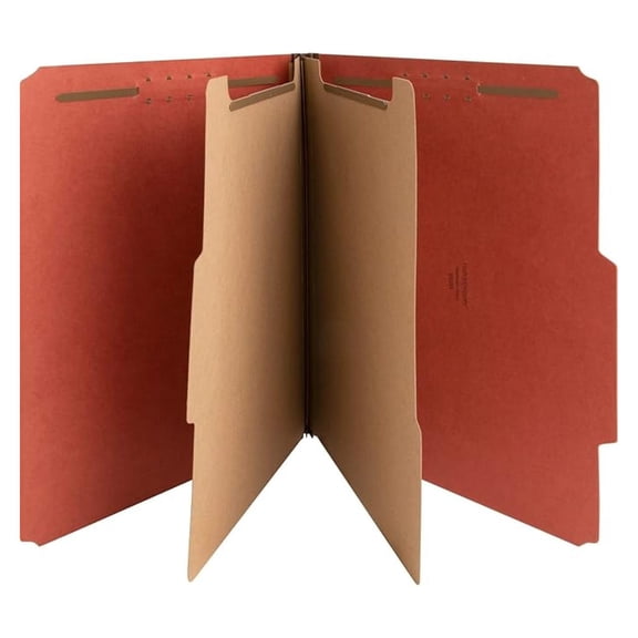 Classification Folders Letter Size, 2 Inch Expandable, Red 2-Div, 10 Pack - Durable Pressboard File Folders with Tyvek Gusset, Letter Size Organization