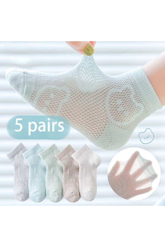Classification Kids Sock Title Kids Socks Summer Lightweight Short Socks for Boys and Girls for Spring and Autumn Wear Featuring Cute Bear Design and Breathable Mesh Platform