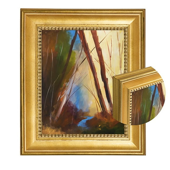 Classique 55 Gold Leaf Solid Wood Art Frame 2" Width and 1/4" Rabbet for Canvas, Traditional Artwork, and Portraits - [8" x 10"]