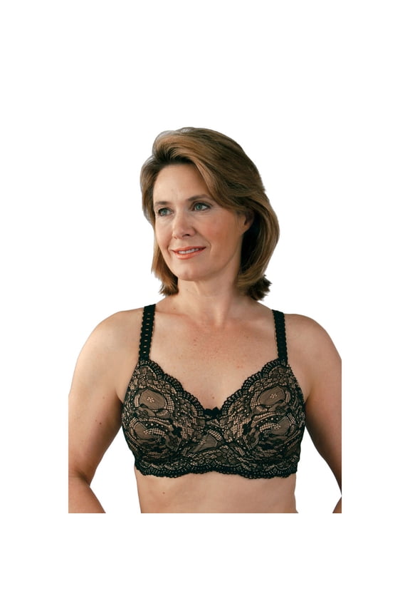 766 Post Mastectomy Fashion Bra-Black/Skin-38B