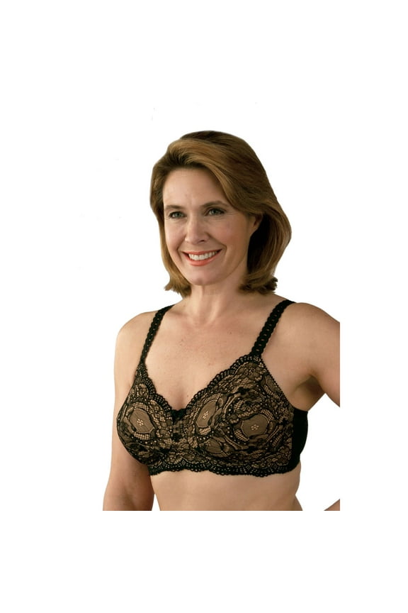 779 Post Mastectomy Fashion Bra - Black/Skin - 44DD