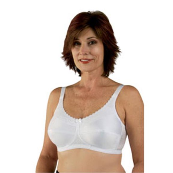 Classique Post Mastectomy Nylon Comfort Knit Bra with Lace 32C White