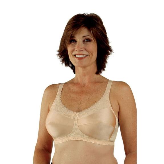 Classique Post Mastectomy Nylon Comfort Knit Bra with Lace 36A Soft Pink