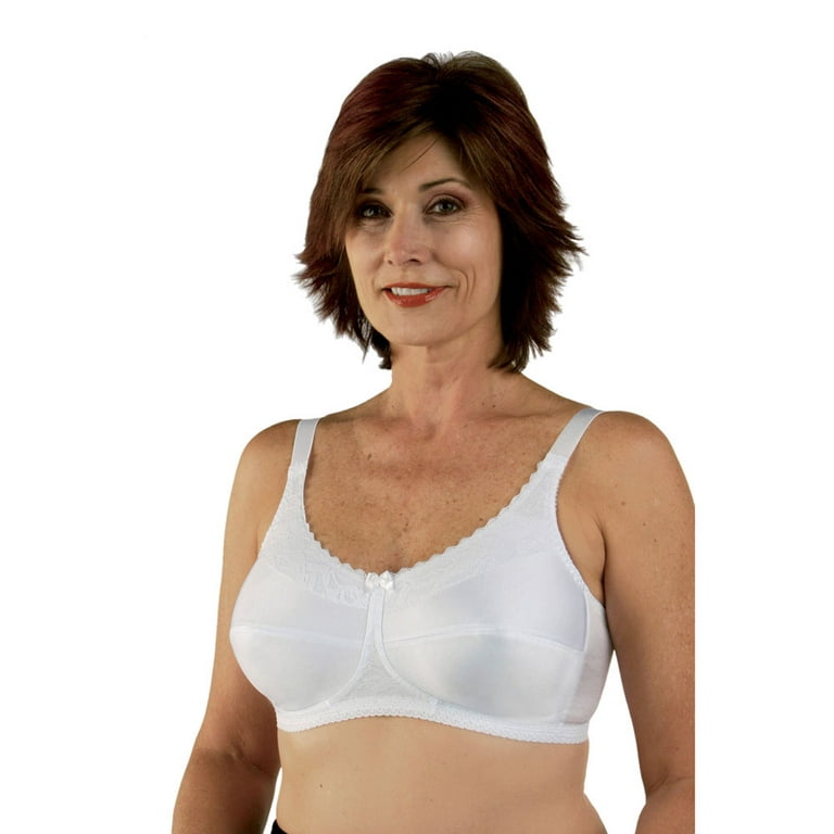 Classique Post Mastectomy Nylon Comfort Knit Bra with Lace 42A White