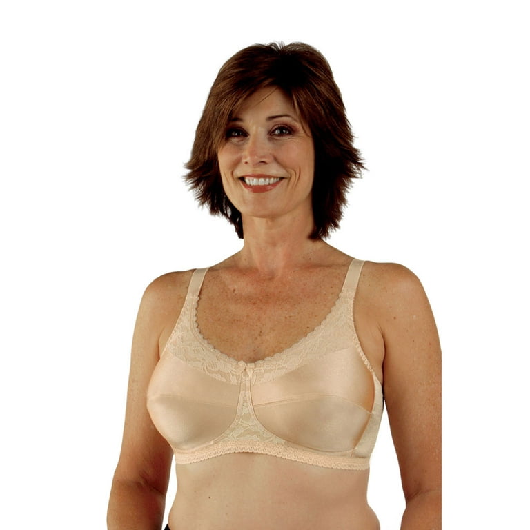 Classique Post Mastectomy Nylon Comfort Knit Bra with Lace 42B Beige