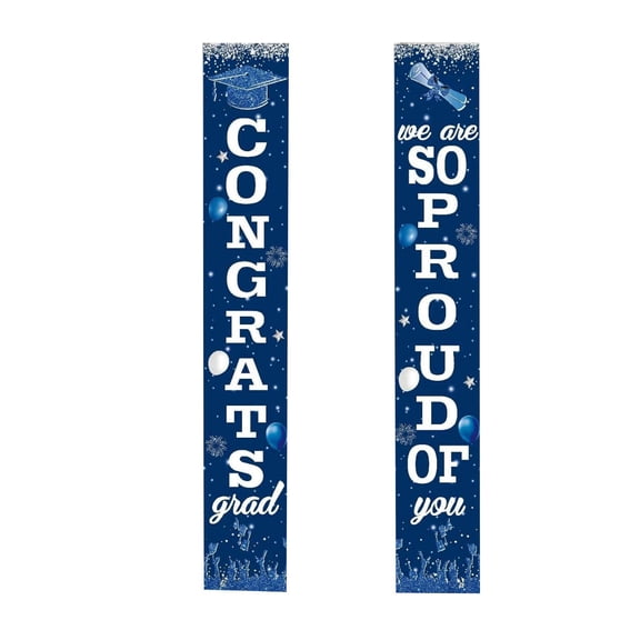 Classof2026 Decorations, Grad Party Decorations, Graduation 2026, 13*71in, Navy Blue White, Hanging Accent, Entrance Display, Grad Celebration, 2 Pc