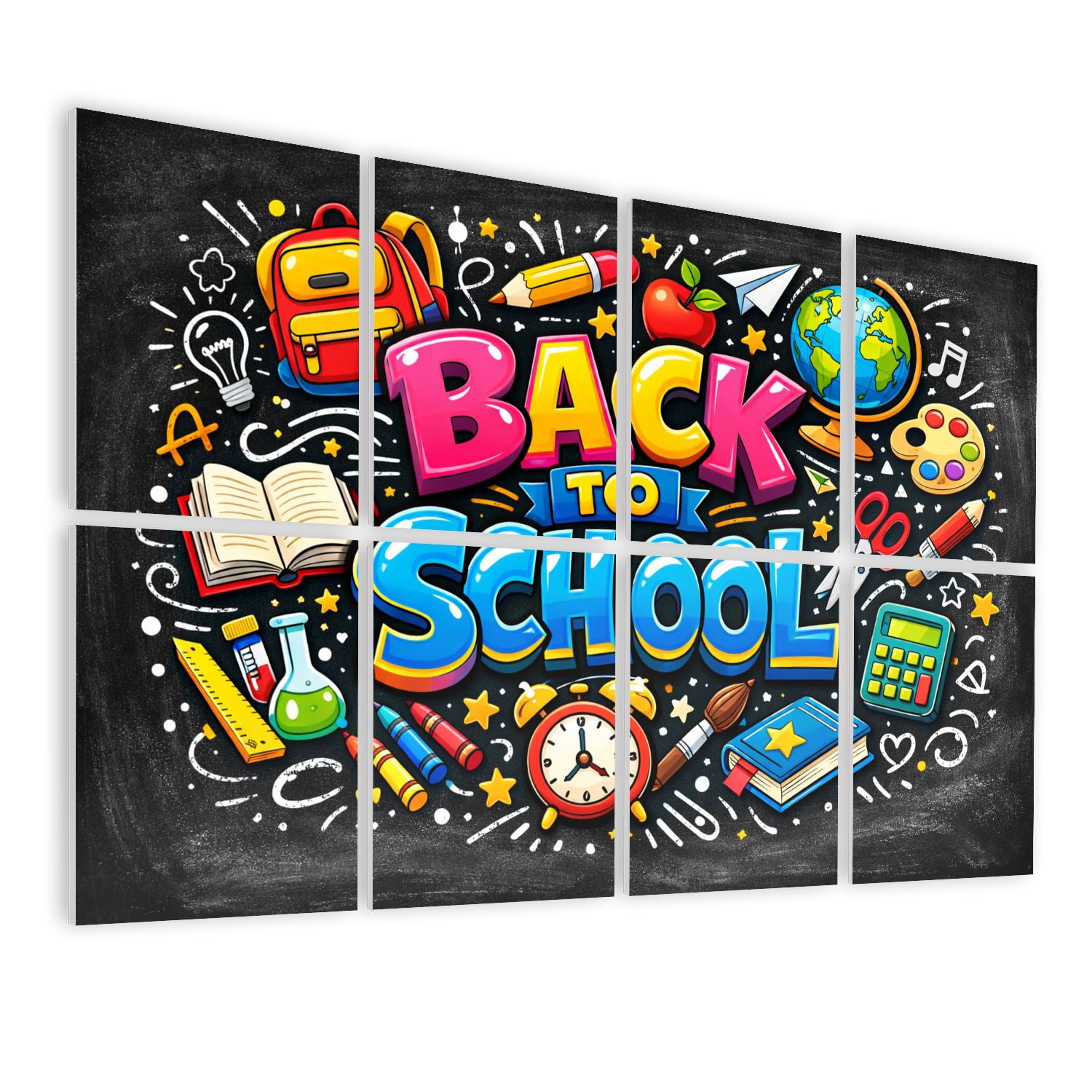 Classroom 8 Pack Art Acoustic Panels Sound Absorbing Colorful Back to School School Supplies Fun Elements Decorative Soundproof Wall Panels Self Adhesive for Nursery Kids Game Room 48"x32"