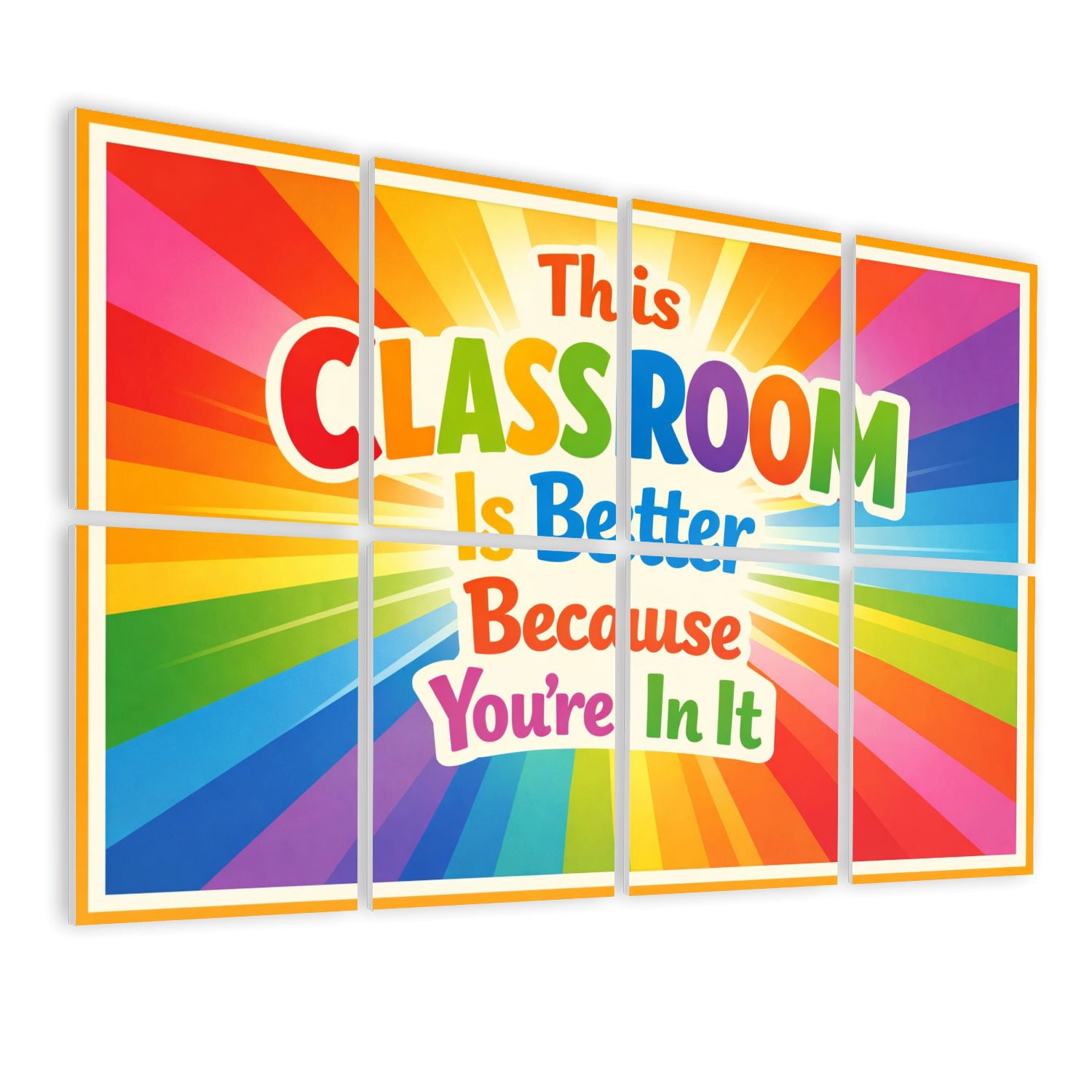 Classroom 8 Pack Art Acoustic Panels Sound Absorbing Colorful Motivational Classroom Poster Rainbow Message Decorative Soundproof Wall Panels Self Adhesive for Nursery Kids Game Room 48"x32"