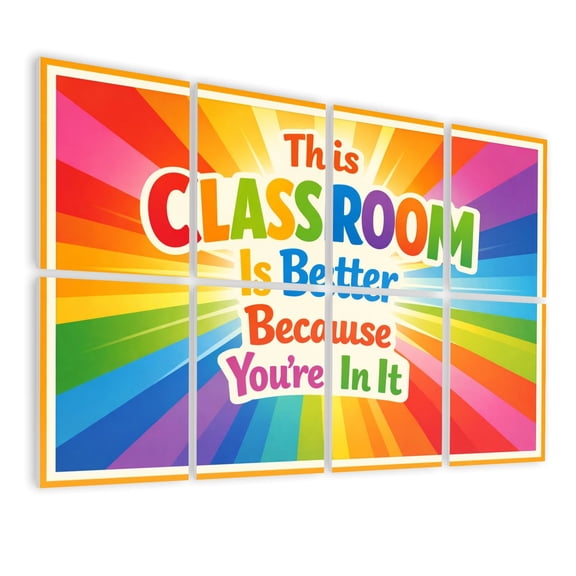 Classroom 8 Pack Art Acoustic Panels Sound Absorbing Colorful Motivational Classroom Poster Rainbow Message Decorative Soundproof Wall Panels Self Adhesive for Nursery Kids Game Room 48"x32"
