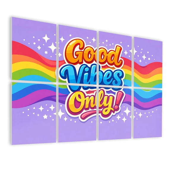 Classroom 8 Pack Art Acoustic Panels Sound Absorbing Only Rainbow Typography Sparkles Bright Colors Decorative Soundproof Wall Panels Self Adhesive for Nursery Kids Game Room 48"x32"