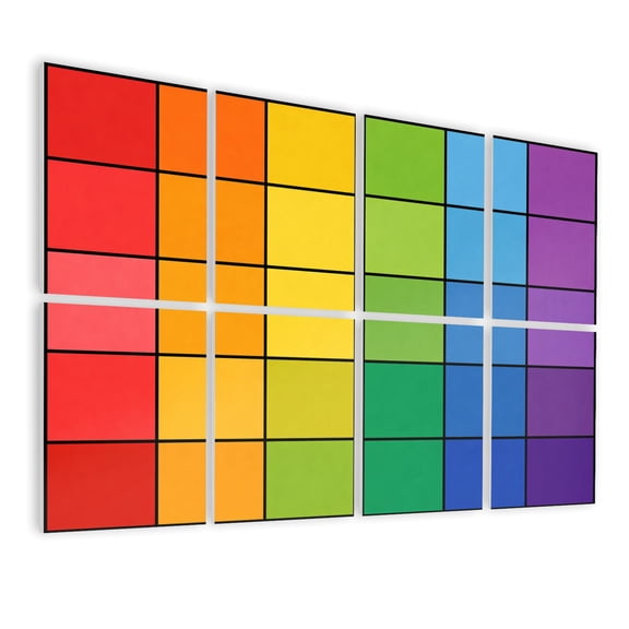 Classroom 8 Pack Art Acoustic Panels Sound Absorbing Vibrant Rainbow Gradient Colorful Squares Decorative Soundproof Wall Panels Self Adhesive for Nursery Game Room 48"x32"
