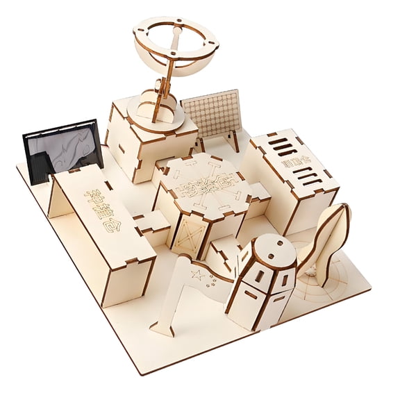 Classroom Activity Building Set, Wooden Space Base Model for Space Theme Projects, Guided Assembly, and Science Display