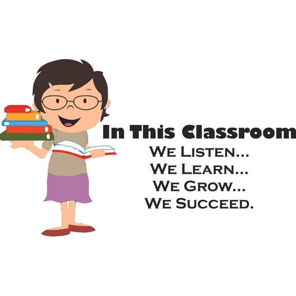 In This Classroom Apple Quote Design School Wall Decals for Classroom and Design Decals on Walls - Creative Teacher Artwork Stickers Sticker Back to School Ideas Teachers Schools Size (12x20 inch)