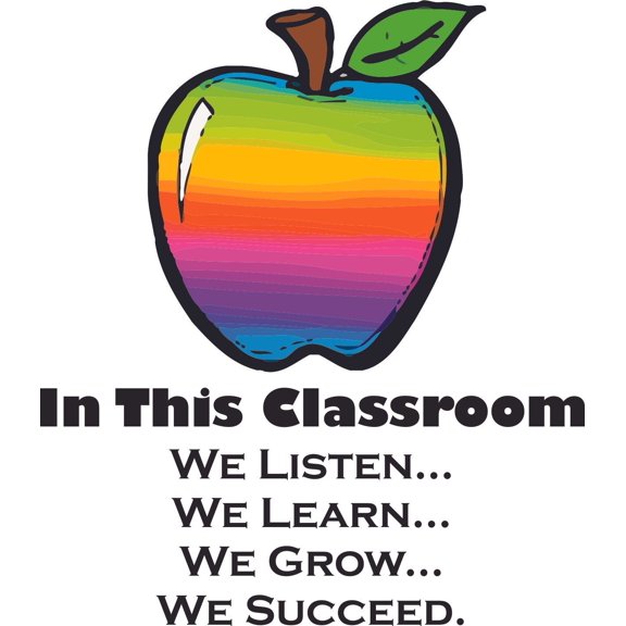 In This Classroom Apple Quote Design School Wall Decals for Classroom and Design Decals on Walls - Teacher Creative Artwork Stickers Sticker Back to School Ideas Teachers Schools Size (20x12 inch)