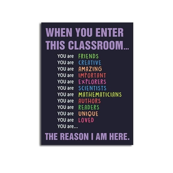 Classroom Art Print Classroom Rules Colorful Learning Lettering Painting Inspirational Educational Supplies Canvas Poster for Classroom Kids Room School Decor