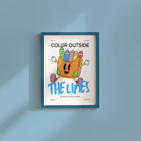 Classroom Art Print: Retro Crayon Cartoon Fun Decor