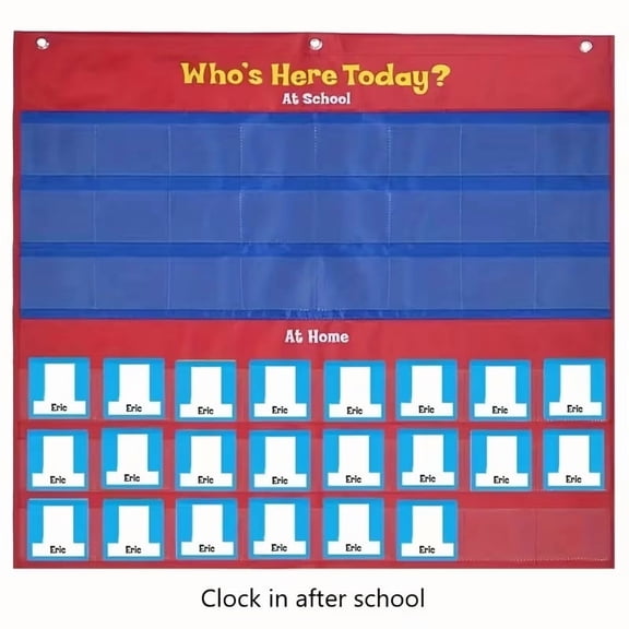 Classroom Attendance Pockets with 72 Name Cards for Check-In Management