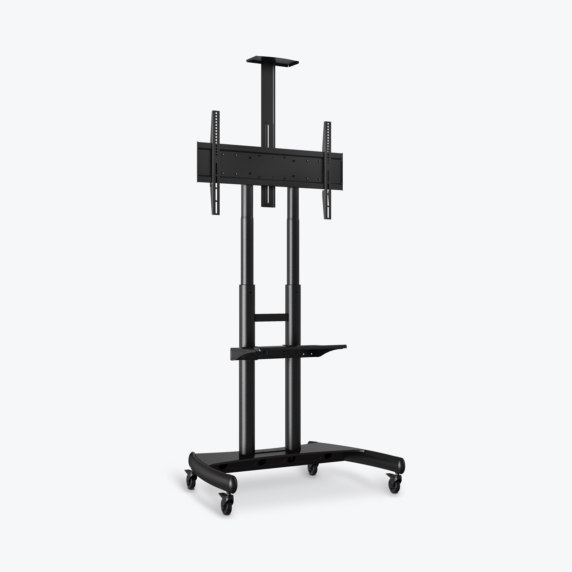 Black Adjustable Height Metal TV Stand with Wheels