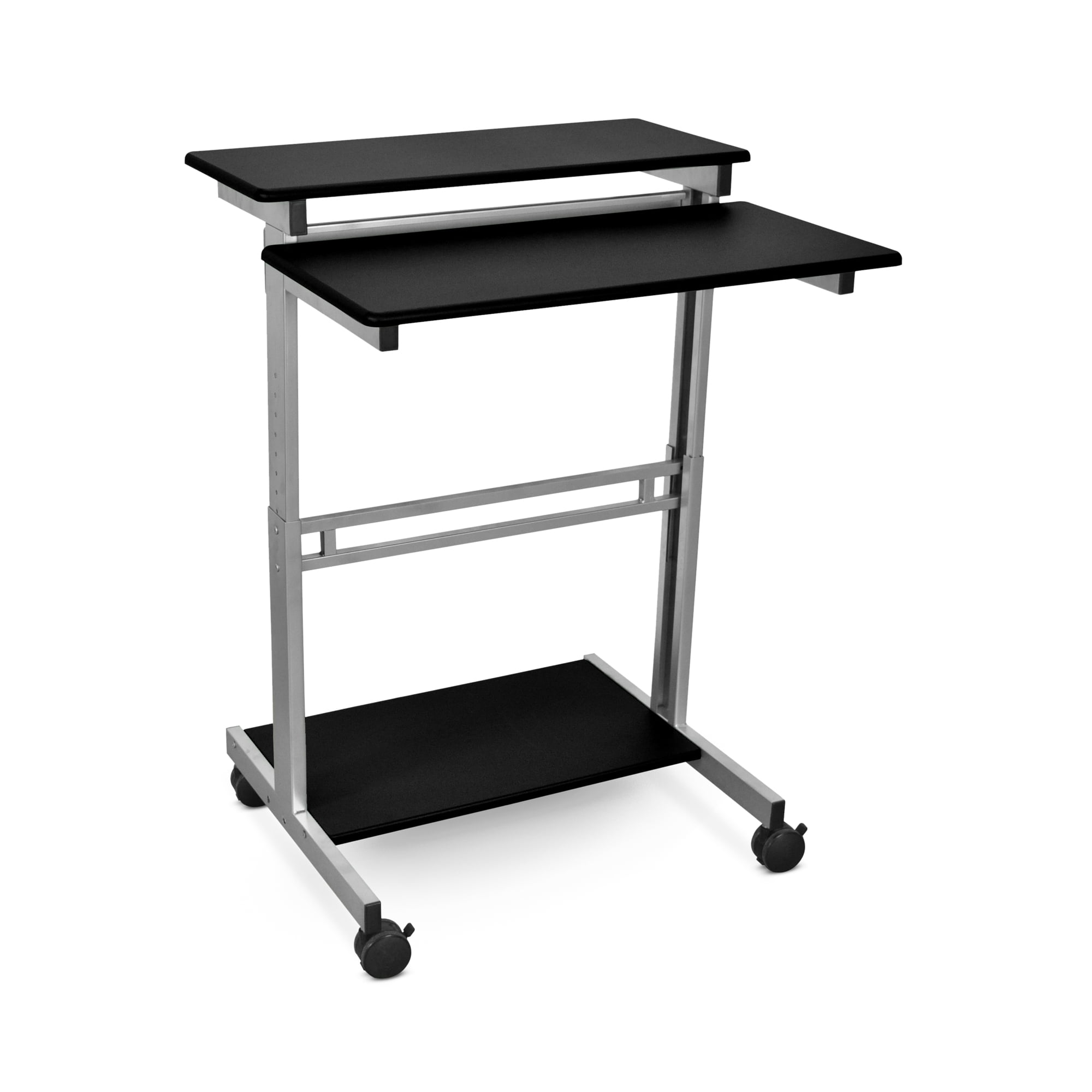 AdjustaFlex 31.5" Black Steel Mobile Workstation with Dual Shelves