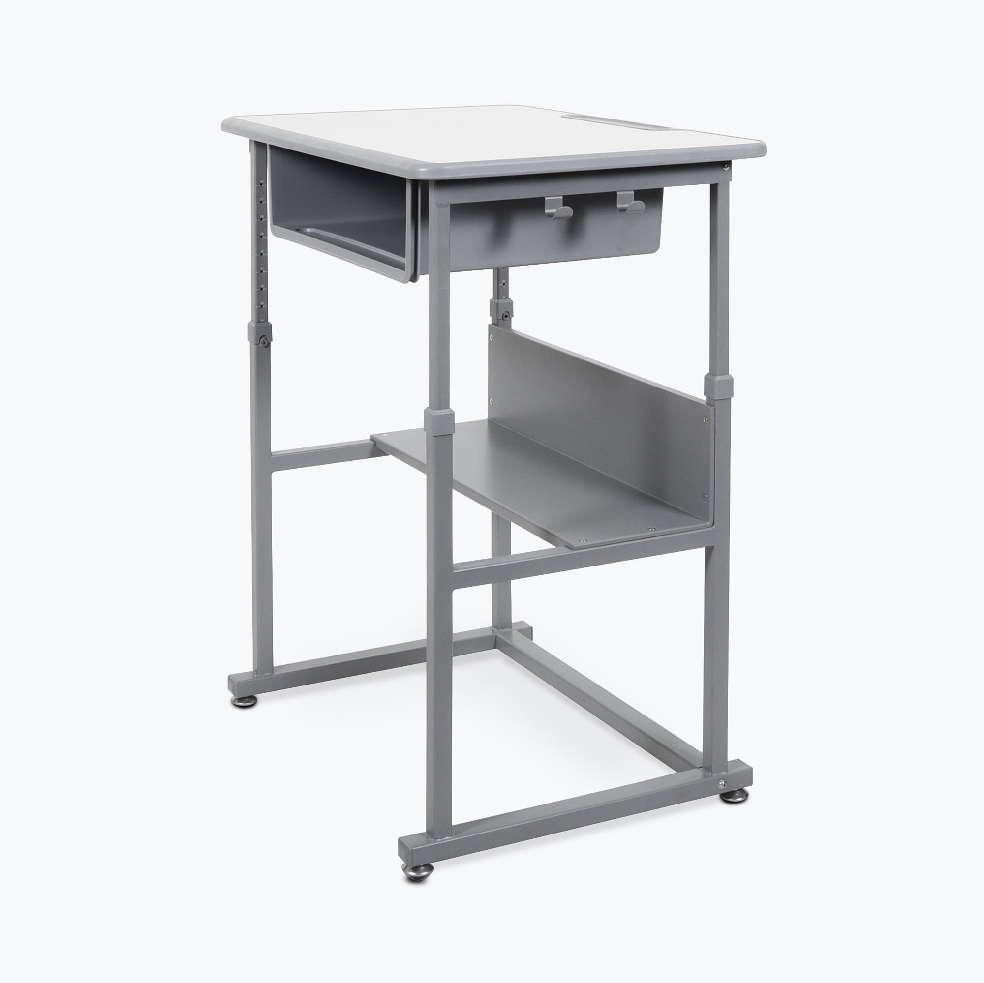 Modern Gray Adjustable Height Steel Frame Standing Desk