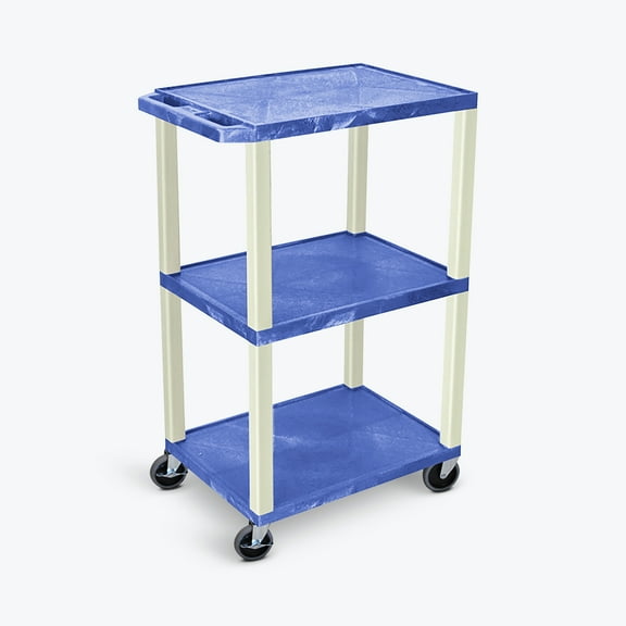 Classroom Basics UCPL1BUE 42"H 3-shelf Utility Cart - Electric, Blue Shelves, Putty Legs