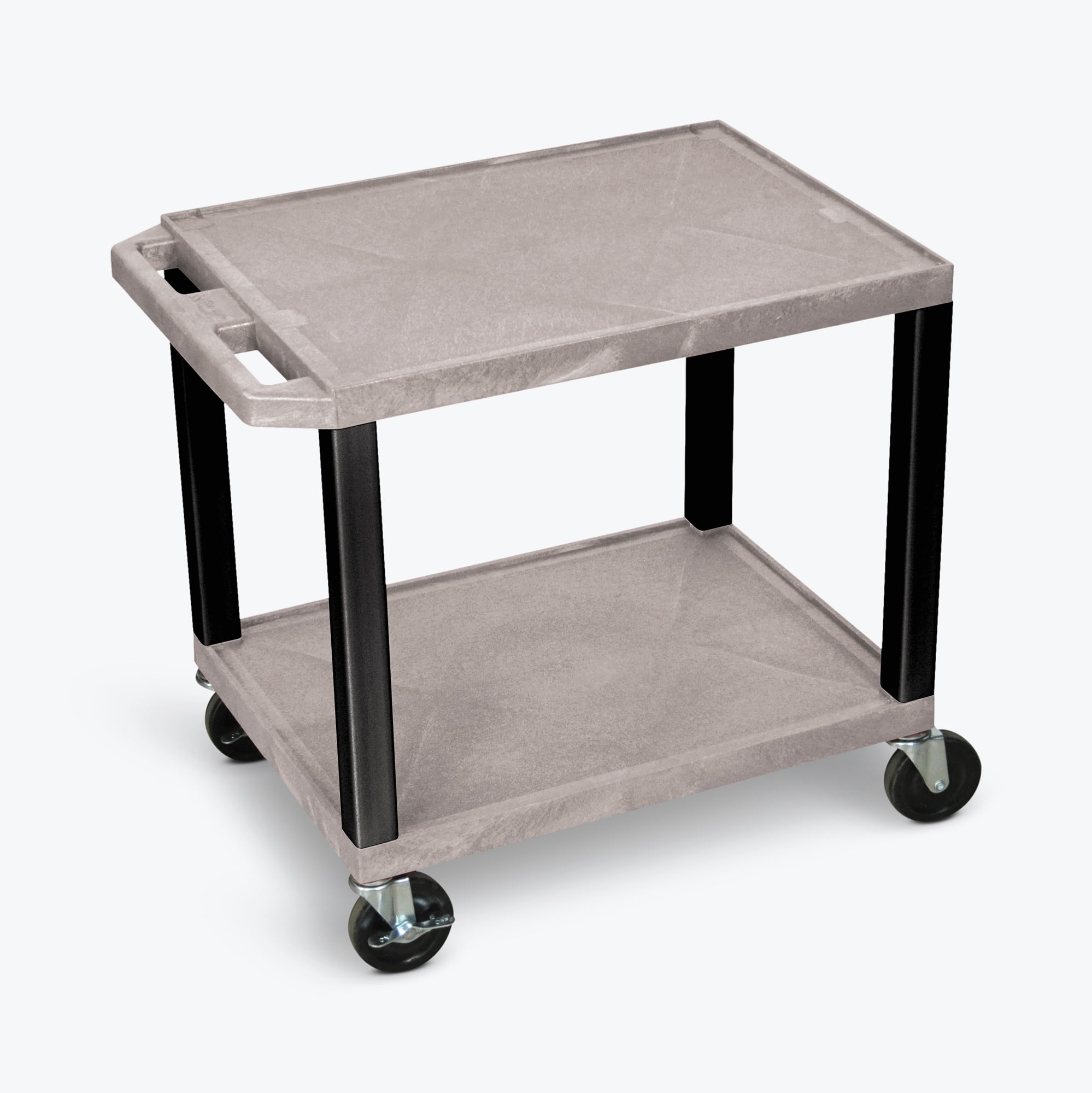 Gray and Black Molded Plastic Two-Shelf AV Cart