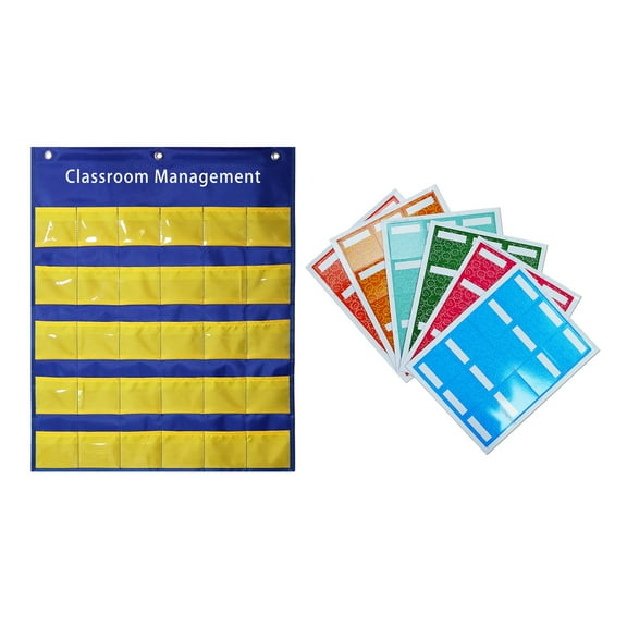 Classroom Behavior Pocket Chart 22.5x26.75Inch Storage Pocket Chart, Organization Center Pocket Chart for Preschool