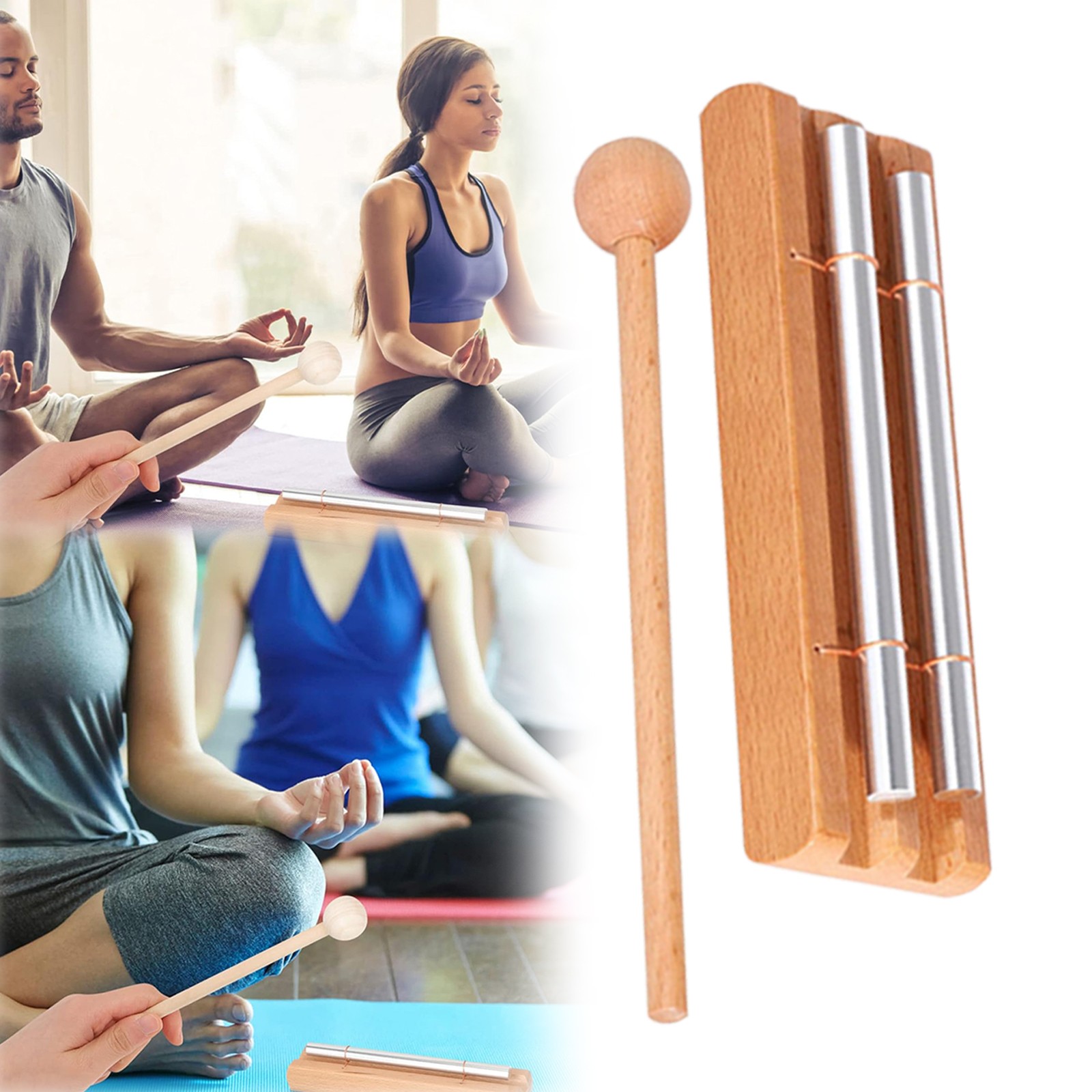 Ring Chime Plug In Wall Three-Tone Meditation Chime - Aluminum