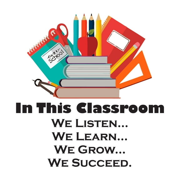 Classroom Books Pencil Inspirational Quote Quote Inspiring Quote Girls Boys Kids Room Design Animated Colorful Nice Pretty Elevate Home Vinyl Visual Decoration Creative Aesthetic Art 18x20 inch