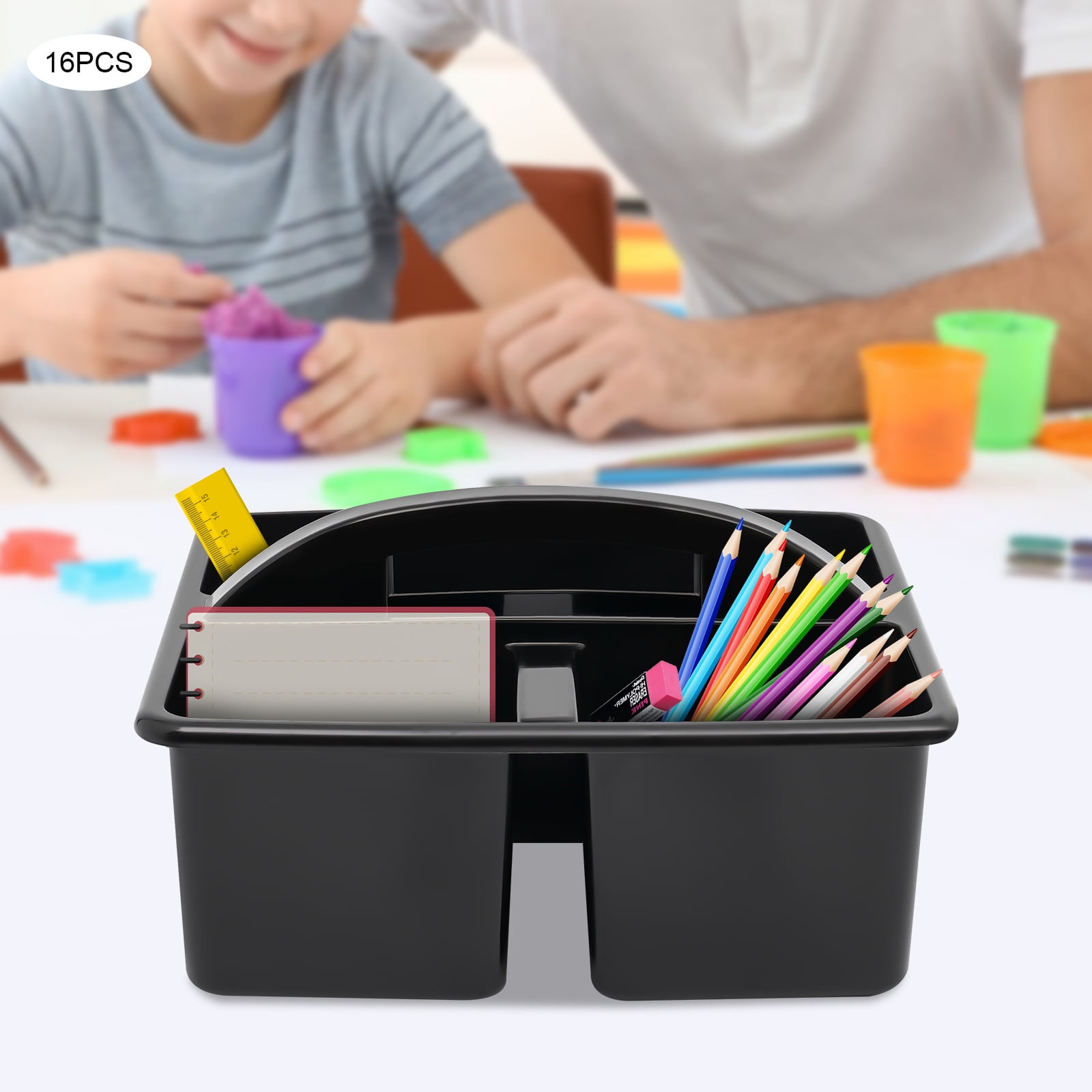 Classroom Caddies w/Handle Stackable Utility Caddies, Table Caddies Multi Compartment Storage