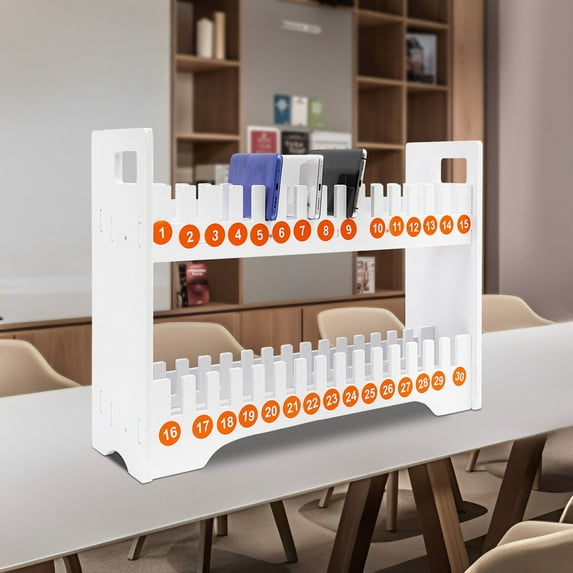 Classroom Cell Phone Storage, Mobile Phone Holder for Classroom Office (30 Slots) White PVC Cell Phone Holder
