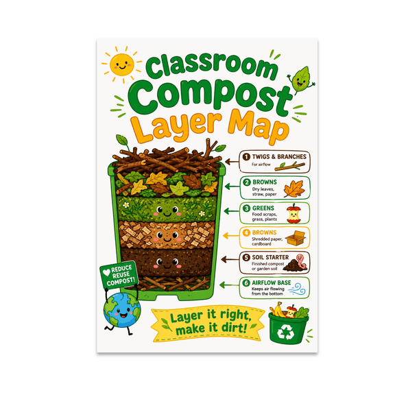 Classroom Compost Layer Map Poster - Classroom Decor - 13x19 Glossy Poster Print