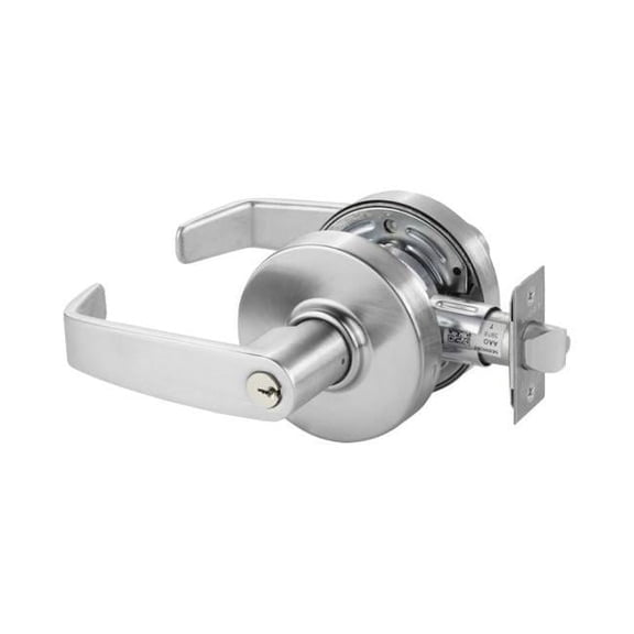 Classroom Cylindrical Lock Grade 2 with L Lever, L Rose, ASA Strike & LA Keyway, Satin Chrome