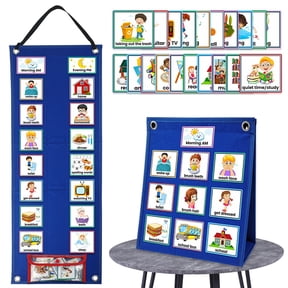 Classroom Decor Clearance! Shishian Kids Visual Schedule Calendar 2 In 1 Daily Chore Routine With 70 Cards Learning Materials Kids Visual Behavioral Tool Wall Planner For Home School Hanging Decoratio