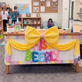 Classroom Decor Large Fabric Bow Display Swag, Soft Cloth Desk Front Bulletin Board Seasonal Presentation Accent