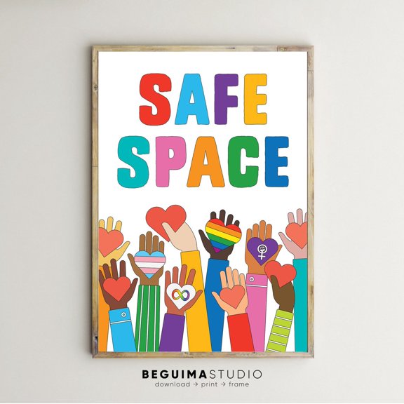 Classroom Decor Safe Space Teacher Wall Art Schools Inspiring Prints For Equality Diversity Inclusion Inclusiveness