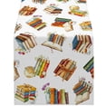 thumbnail image 1 of Classroom Decor Table Scarf, Watercolor Book Print Table Linen, Back To School Themed Table Runner for Dining Desk Classroom Home Party Tabletop Ornament Decor, 1 of 8