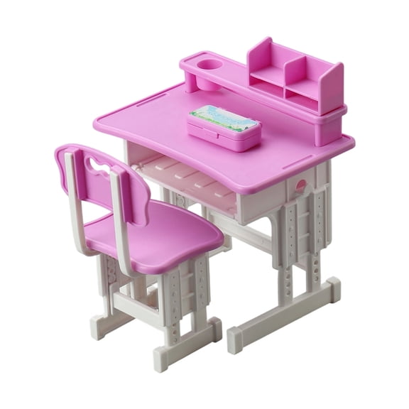 Classroom Desk Chair Model Figure Set Miniature Classroom Furniture 1/12 Doll House Decoration Craft Model Scene Display