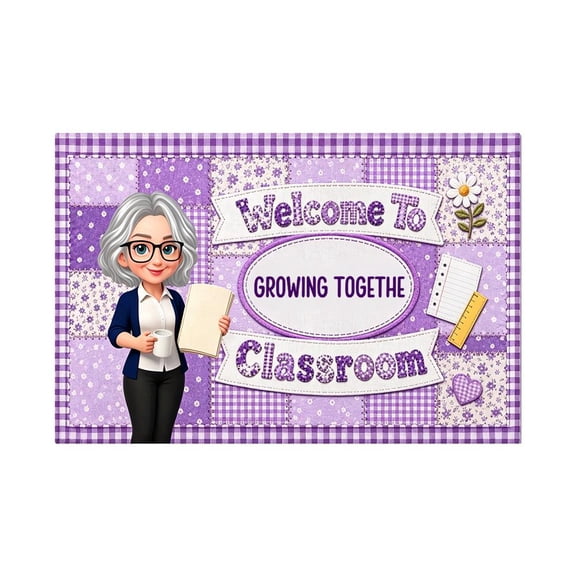 Classroom Door Mat Teacher Crayon Welcome To Classroom Doormat, Fun, Vibrant Design, WelcomeClassroom For Teacher Woman