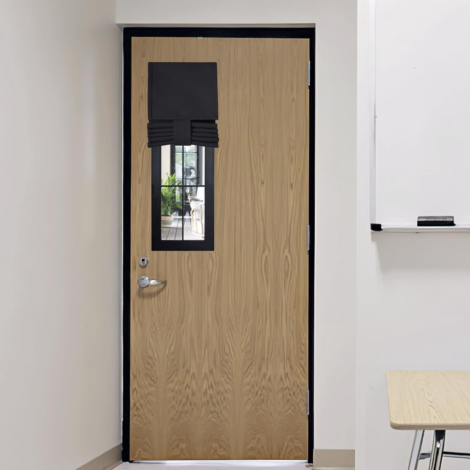 Classroom Door Window Cover, Blackout Shades for Classroom Windows and Doors Cover Lockdown Shades, Room Darkening Design Blocks Views,No Drill Stick on Blinds, W8 x L36, 1 Panel, Black
