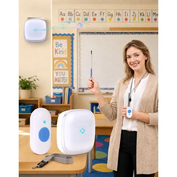 Classroom Doorbell for Teachers with Lanyard,Doorbell for Classroom