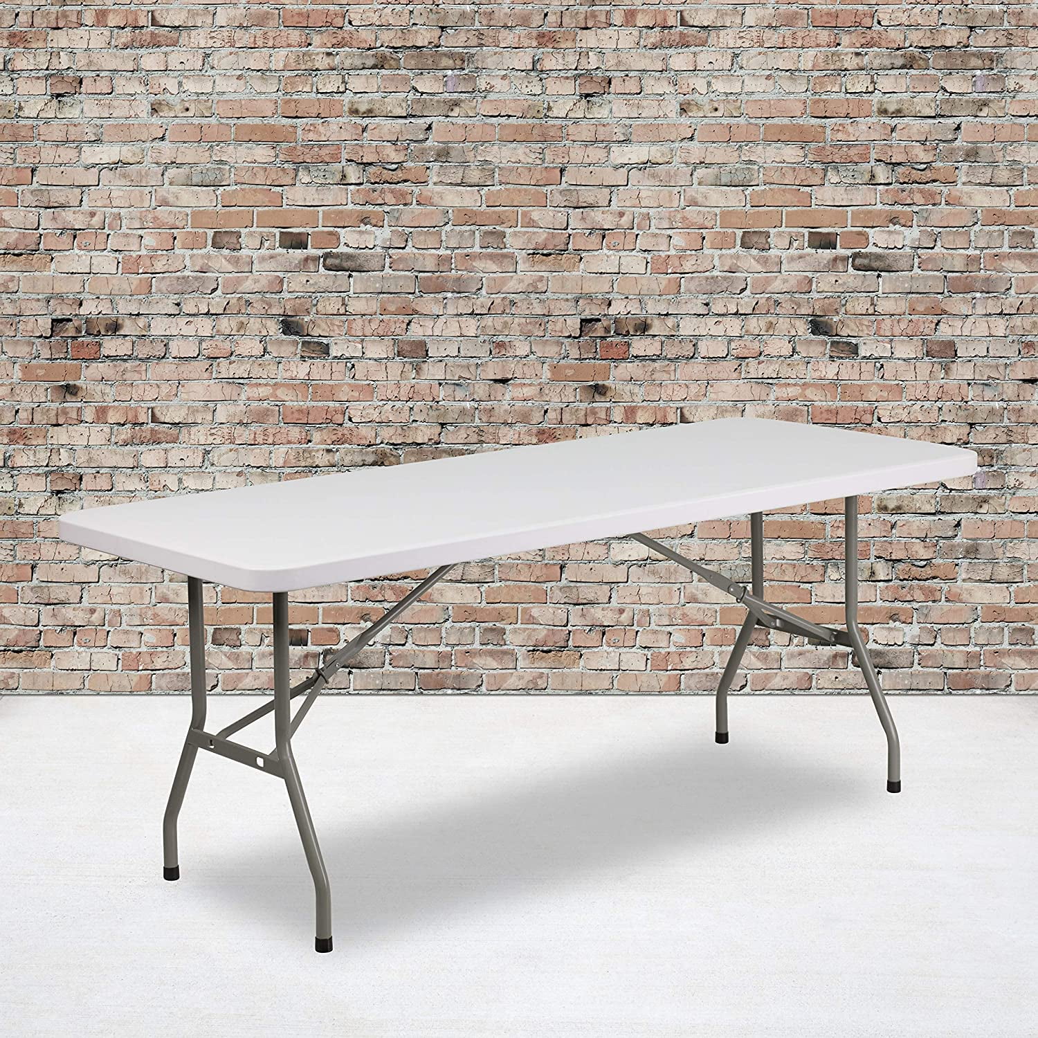 Classroom Essentials 6Foot Granite White Plastic Folding Table