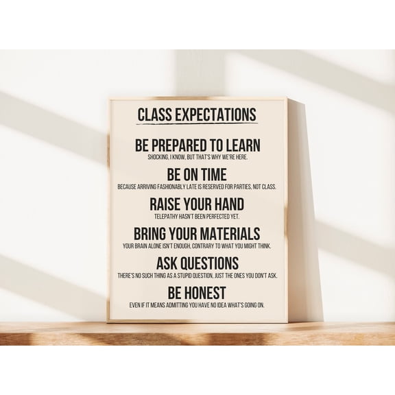 Classroom Expectations Wall Art Print, Unframed Paper Poster 8x10in