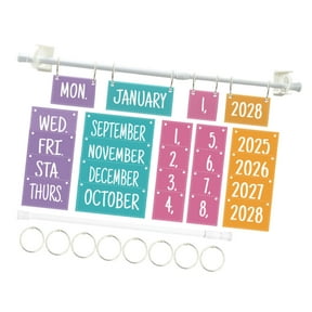 Classroom Flipping Calendar Bulletin Board Set With 54 Date Card Telescoping Holder Rod and Metal Rings For Decoration