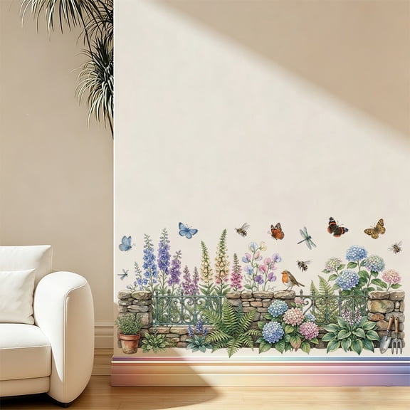Classroom Hallway Home Decor Wall Stickers - Butterfly, Bee, Dragonfly Self-Adhesive Decals for Kindergarten & Baseboards